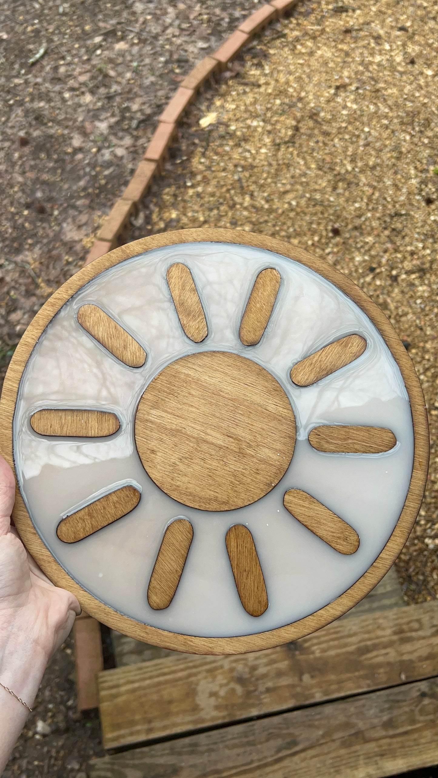 Wooden sun wall art