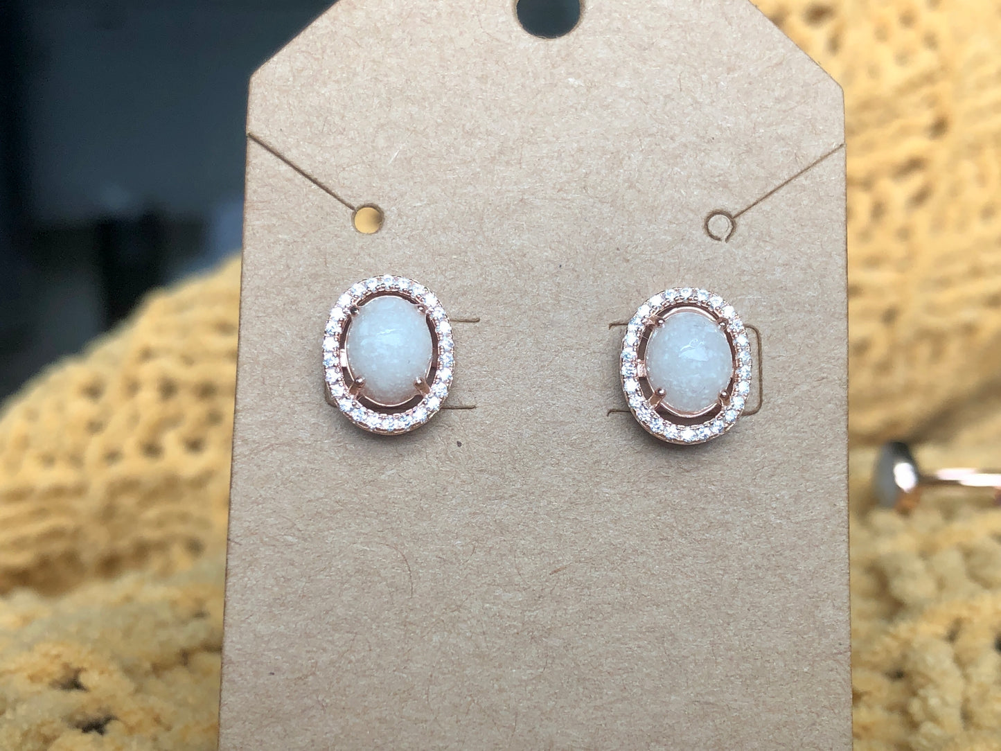 Oval halo earrings