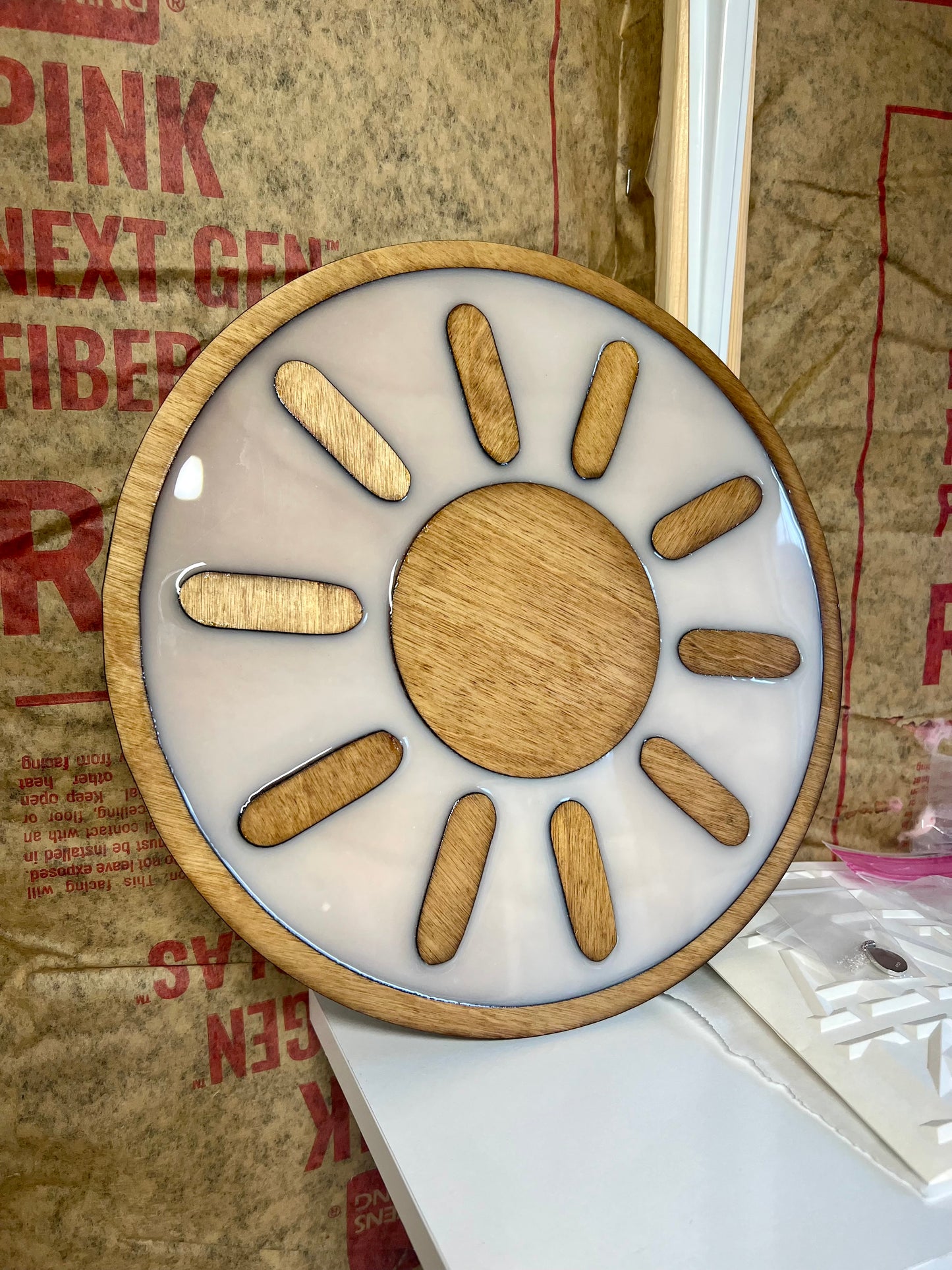 Wooden sun wall art