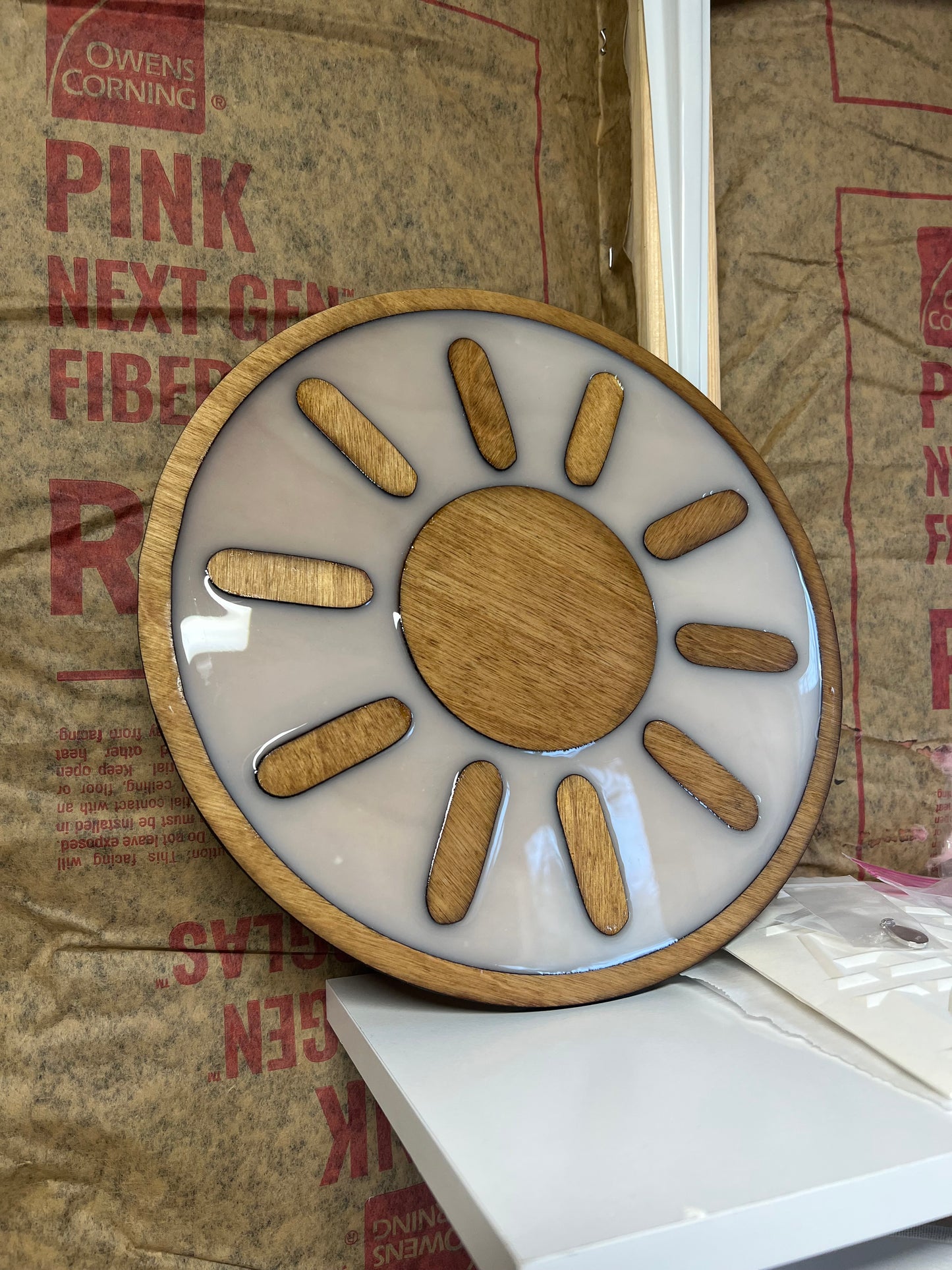 Wooden sun wall art