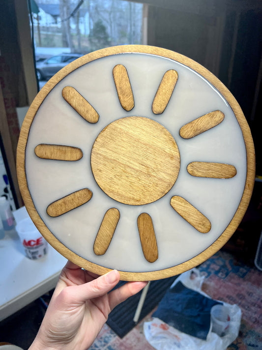 Wooden sun wall art
